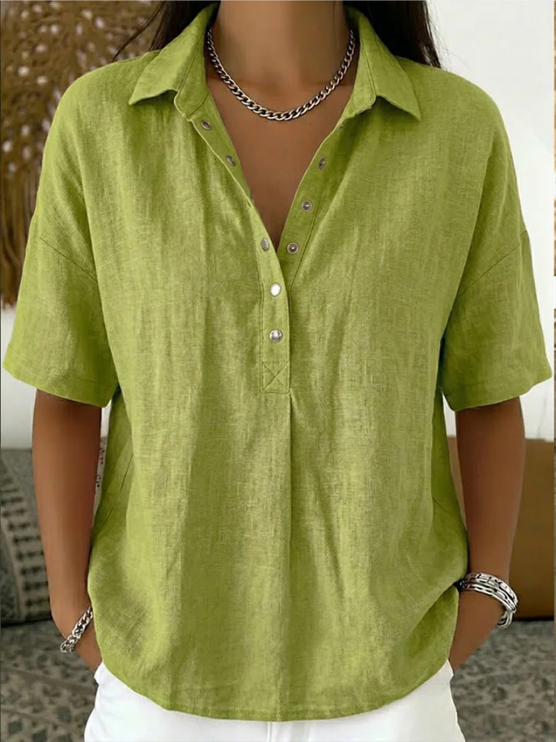 Petra | Blouse met Kraag en Knoopdetail
