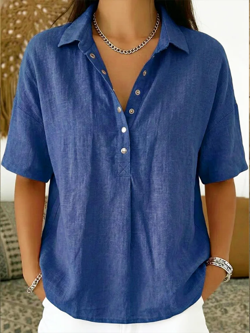 Petra | Blouse met Kraag en Knoopdetail