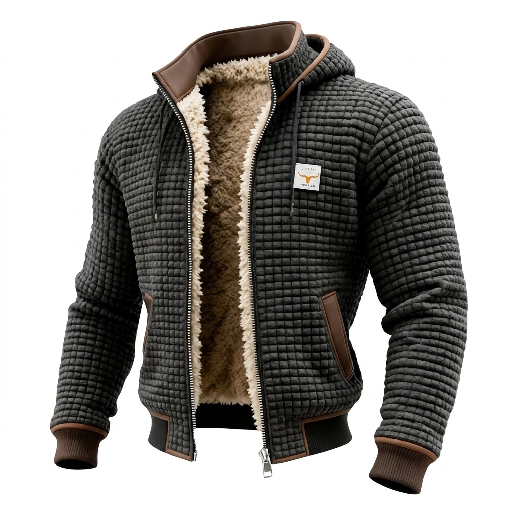 Retro Heren Wafeljack met Capuchon en Rits