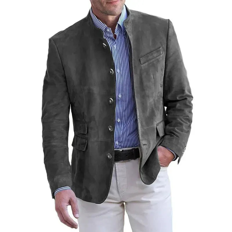 Joris | Blazer in Suèdelook met Opstaande Kraag
