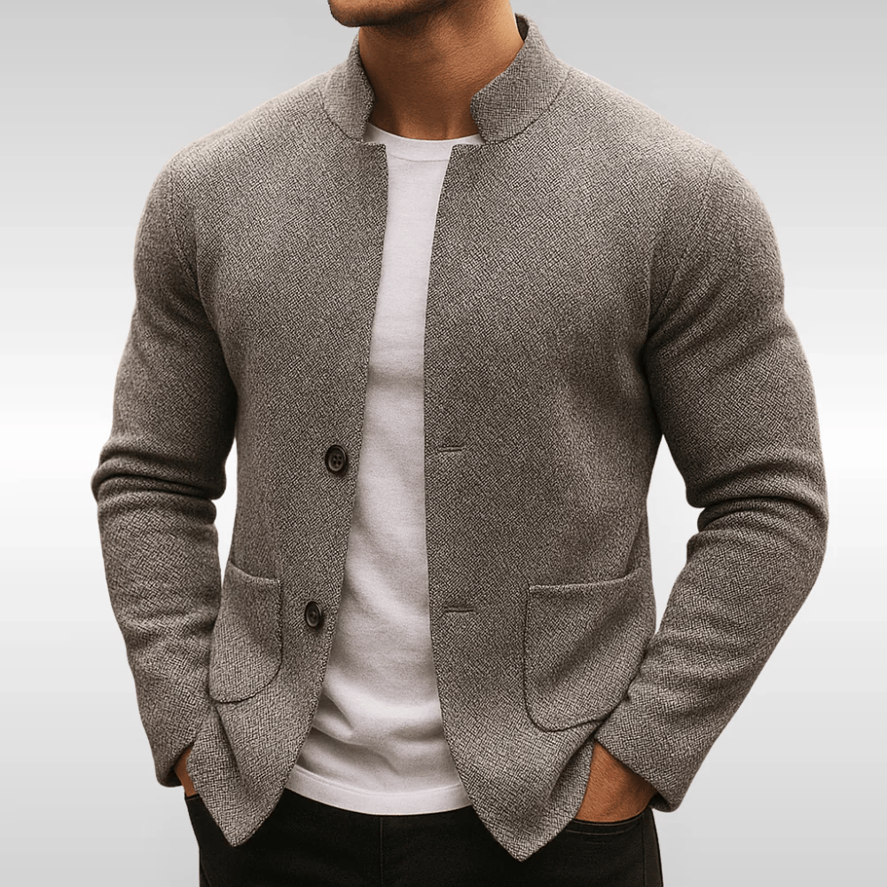 Mark | Gebreid Colbertvest met Opstaande Kraag