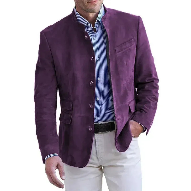 Joris | Blazer in Suèdelook met Opstaande Kraag