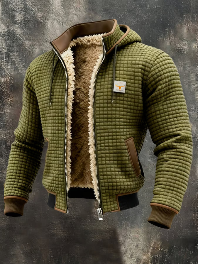 Retro Heren Wafeljack met Capuchon en Rits