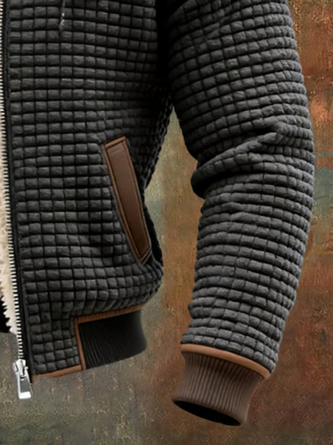Retro Heren Wafeljack met Capuchon en Rits