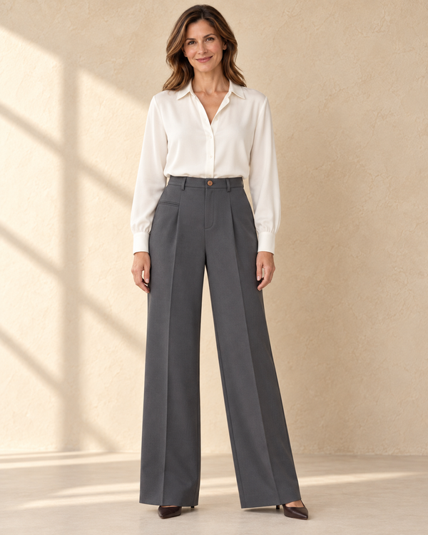 Dames Wide Leg Pantalon - Grijs