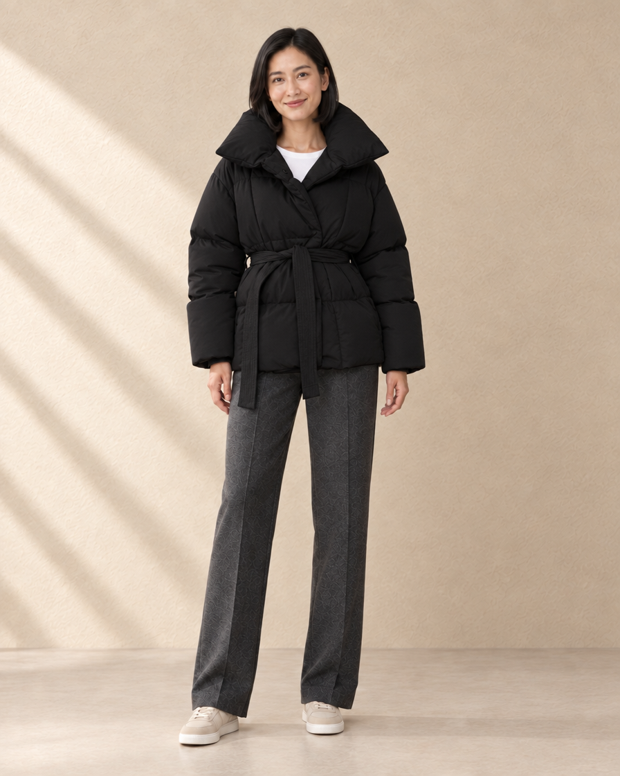 Dames Oversized Puffer Jas met Ceintuur