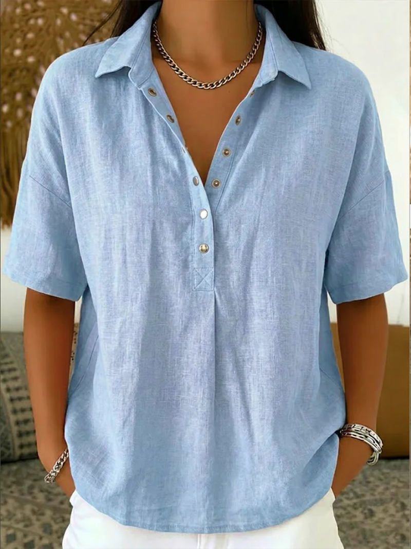 Petra | Blouse met Kraag en Knoopdetail
