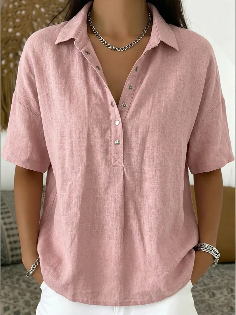 Petra | Blouse met Kraag en Knoopdetail