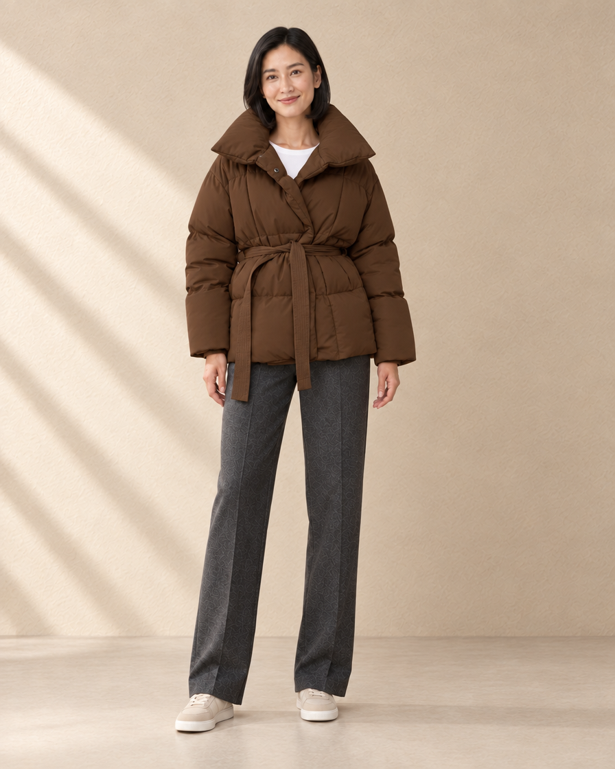 Dames Oversized Puffer Jas met Ceintuur