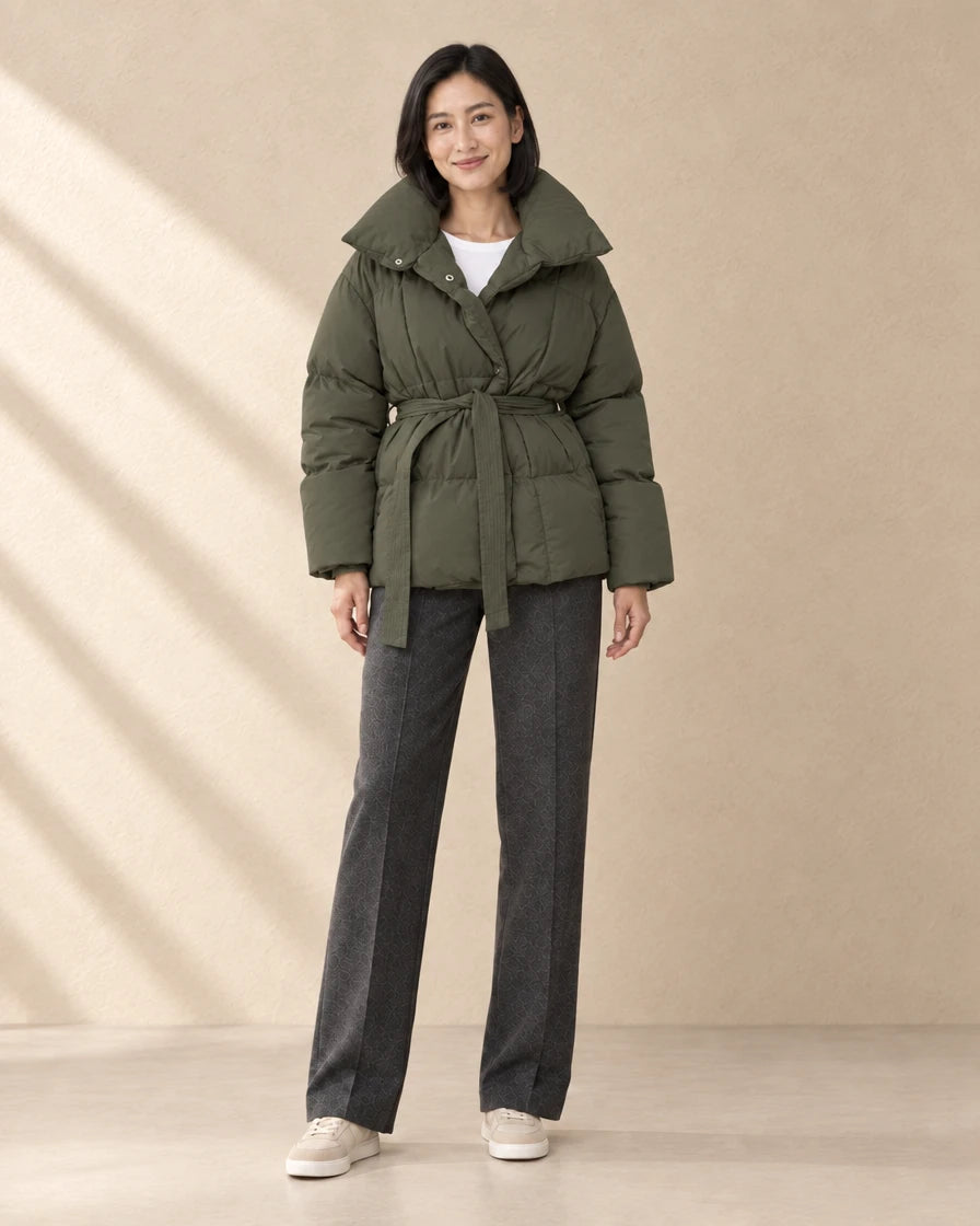 Dames Oversized Puffer Jas met Ceintuur