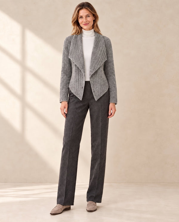 Dames Getextureerd Vest met Waterval Kraag
