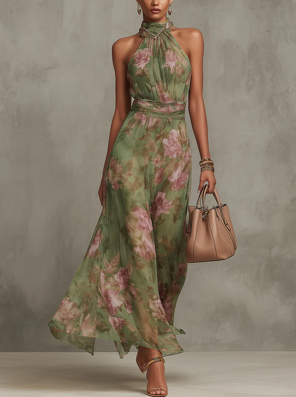 Fleuria Elegante Maxi Jurk met Bloemenprint