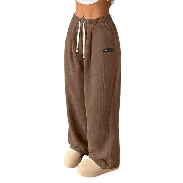 Dora | Ribfluwelen Broek met Wijde Pijp