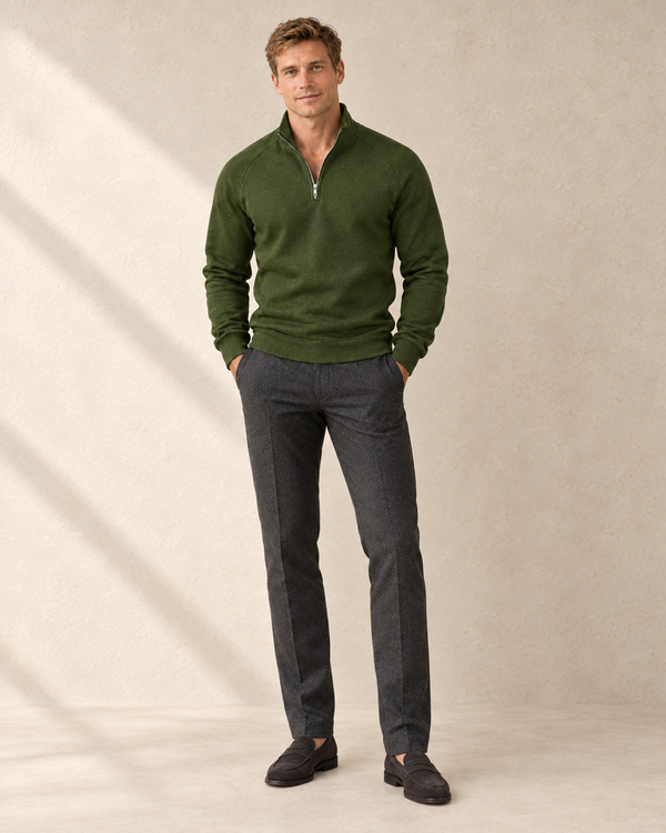 Heren Sweater met Halve Rits