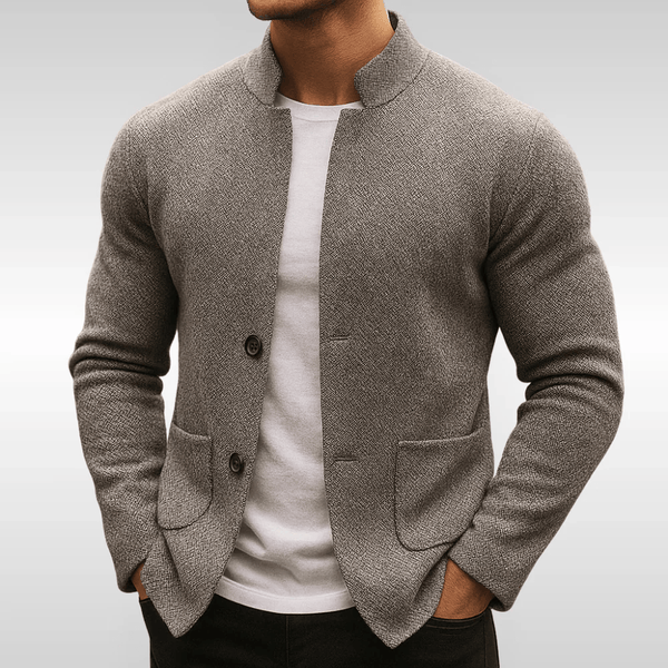 Mark | Gebreid Colbertvest met Opstaande Kraag