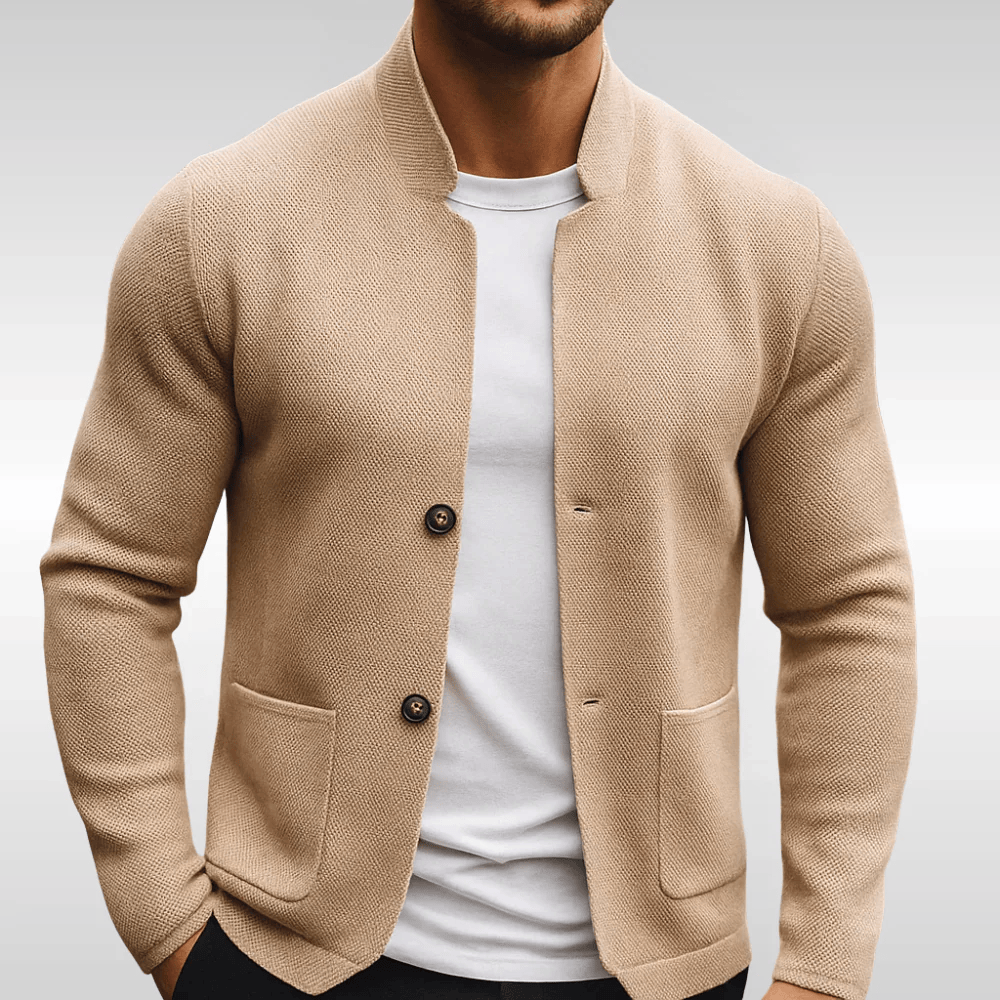 Mark | Gebreid Colbertvest met Opstaande Kraag