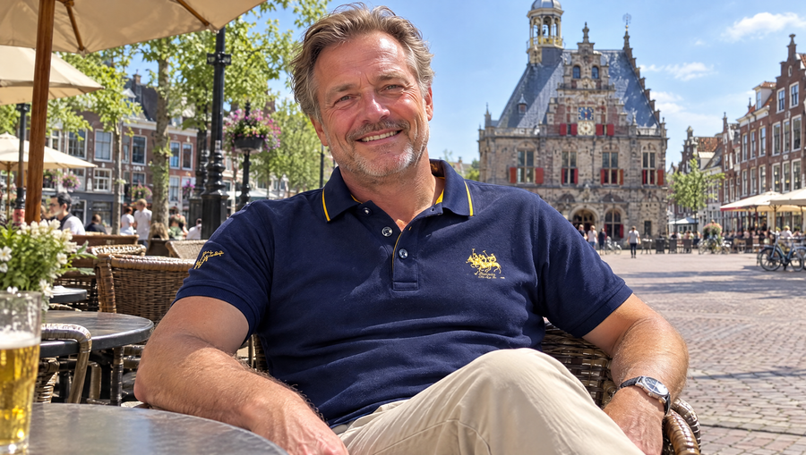 Erik klassieke polo op een terras in Alkmaar