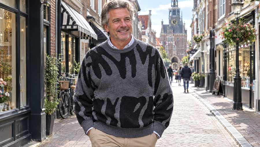 Luuk herentrui in een winkelstraat in Alkmaar