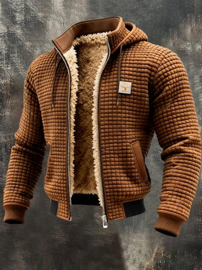 Retro Heren Wafeljack met Capuchon en Rits