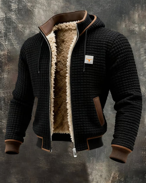 Retro Heren Wafeljack met Capuchon en Rits